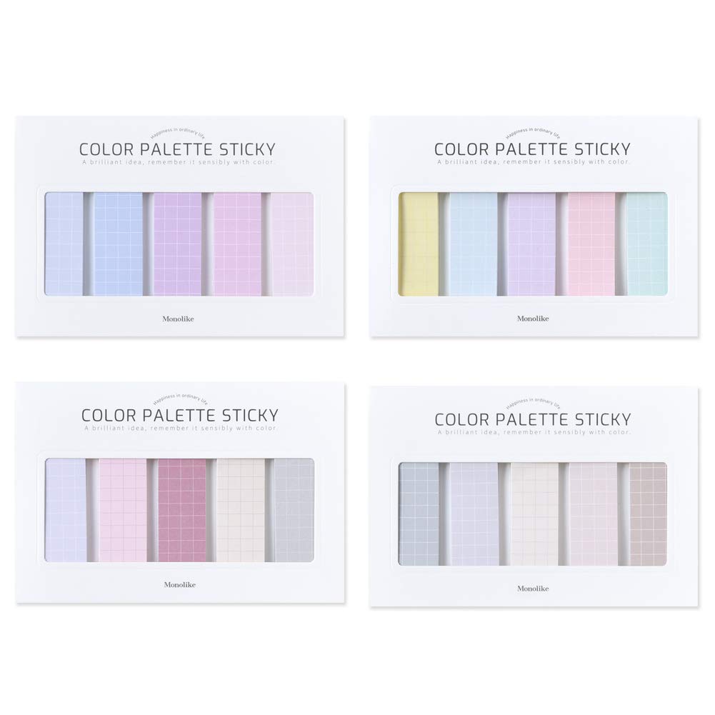 Monolike Color Palette Sticky Grid 300 C Set 4p - Self-Adhesive Memo Pad 30 Sheets