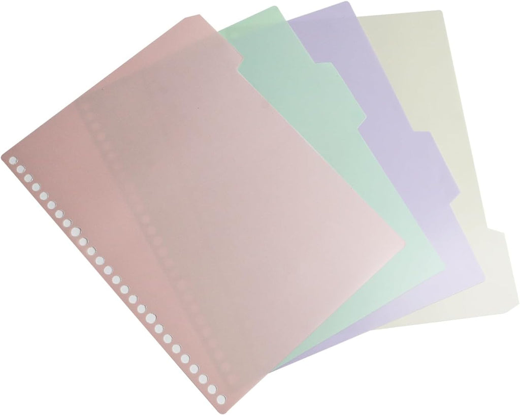 Wealrit 1 Set B5 Plastic Dividers,Index Divider with 26 Hole Punch,4 Color