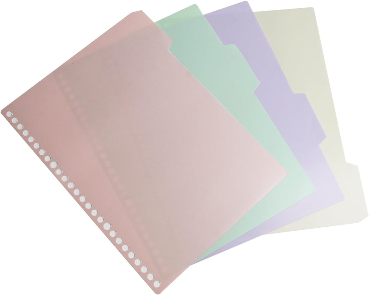 Wealrit 1 Set B5 Plastic Dividers,Index Divider with 26 Hole Punch,4 Color