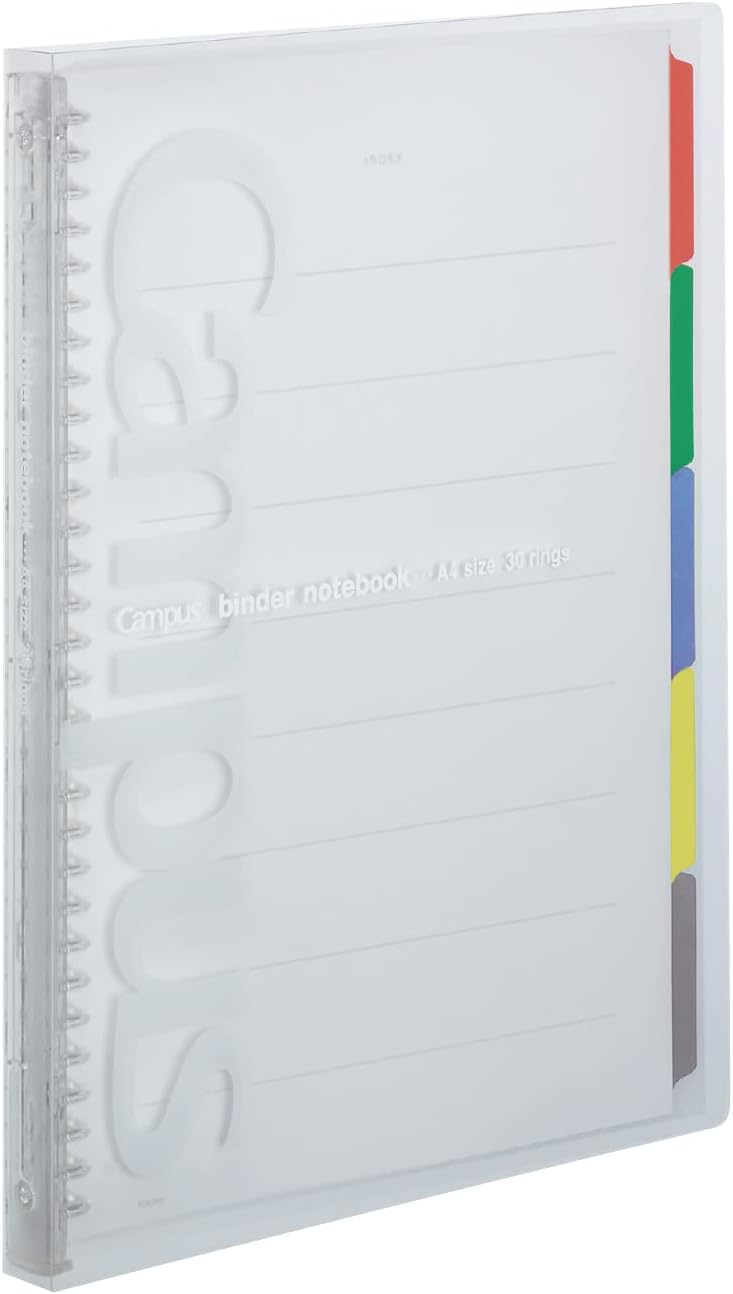 Kokuyo Campus Slide Binder with 5 Tab Dividers, Slim Type, A4, 30 Holes, Up to 65 Sheets