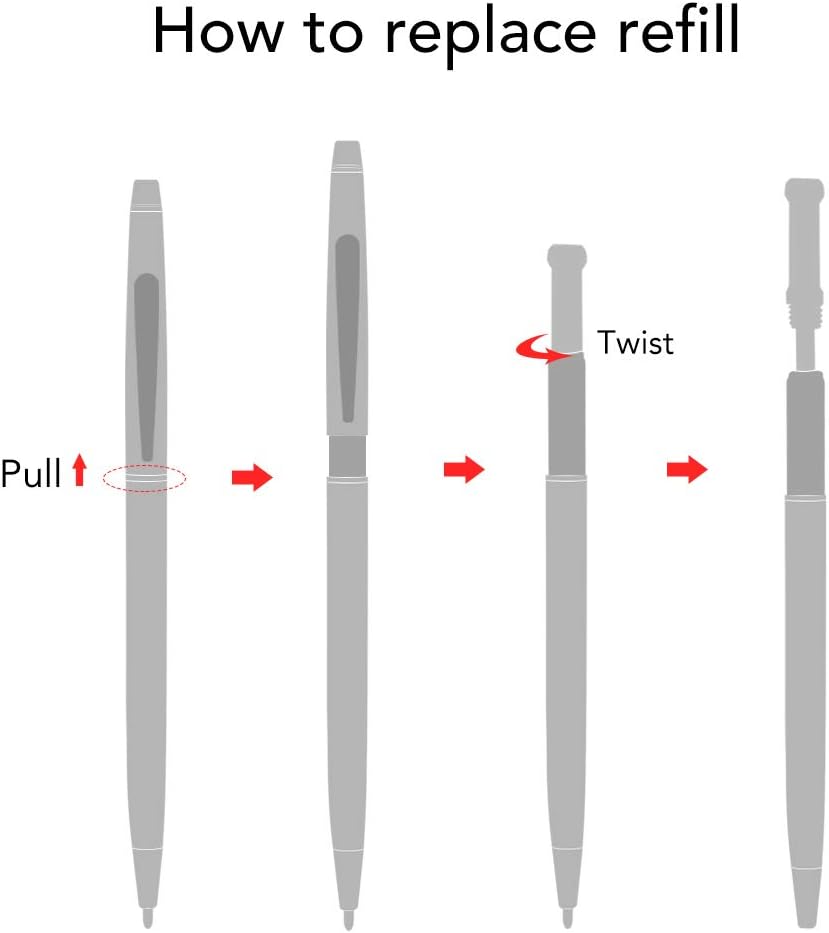 Unibene 6 Pack Slim Gold Ballpoint Pens Black Ink 1 mm - Black Ink