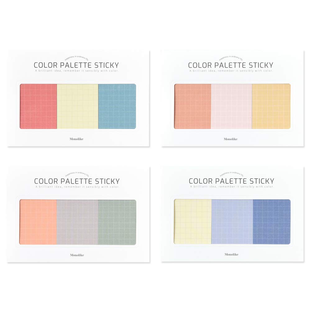 Monolike Color Palette Sticky Grid 300 C Set 4p - Self-Adhesive Memo Pad 30 Sheets