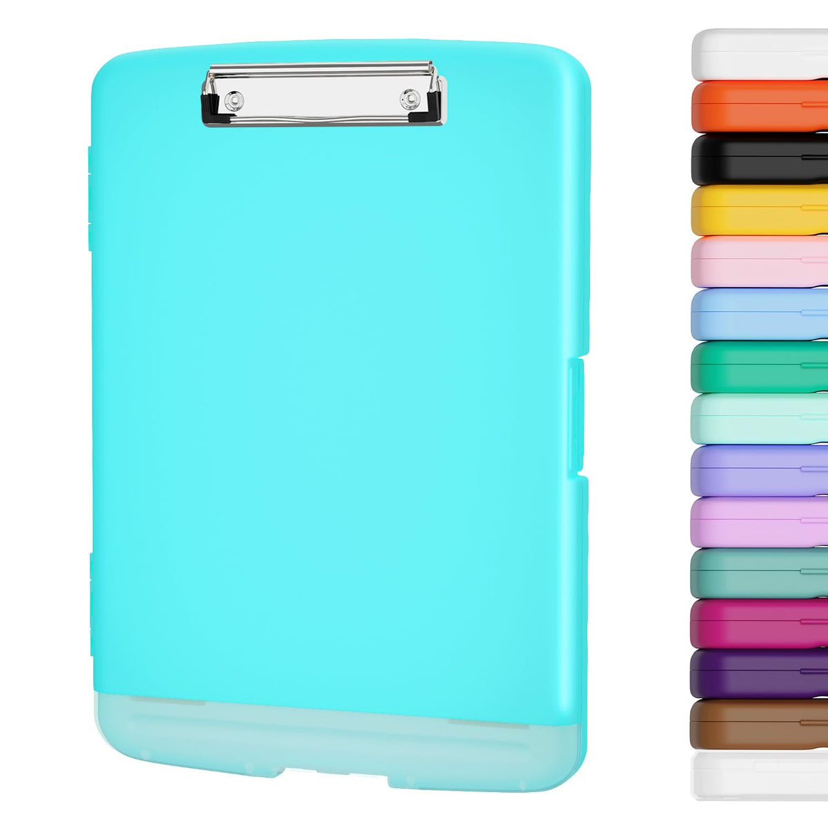 Piasoenc Clipboard with Storage, 8.5 x 11 Clip Board with Pen Holder, Red
