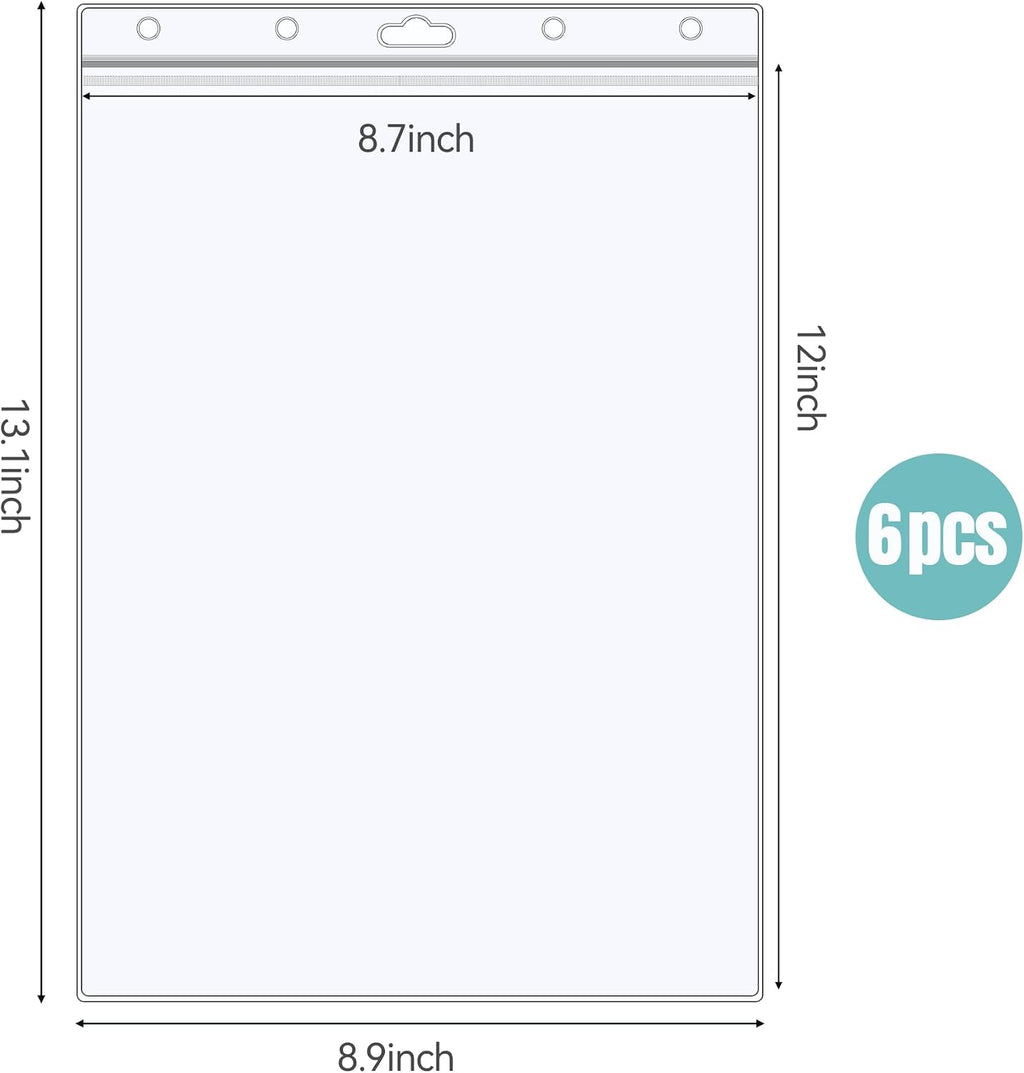 6 Pack 8.5" x 11" Resealable Zip Sheet Protectors