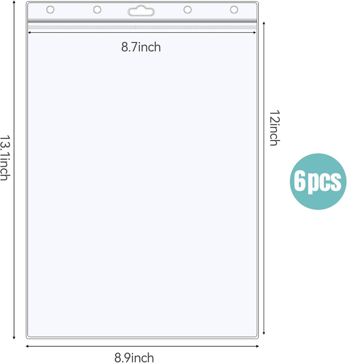 6 Pack 8.5" x 11" Resealable Zip Sheet Protectors