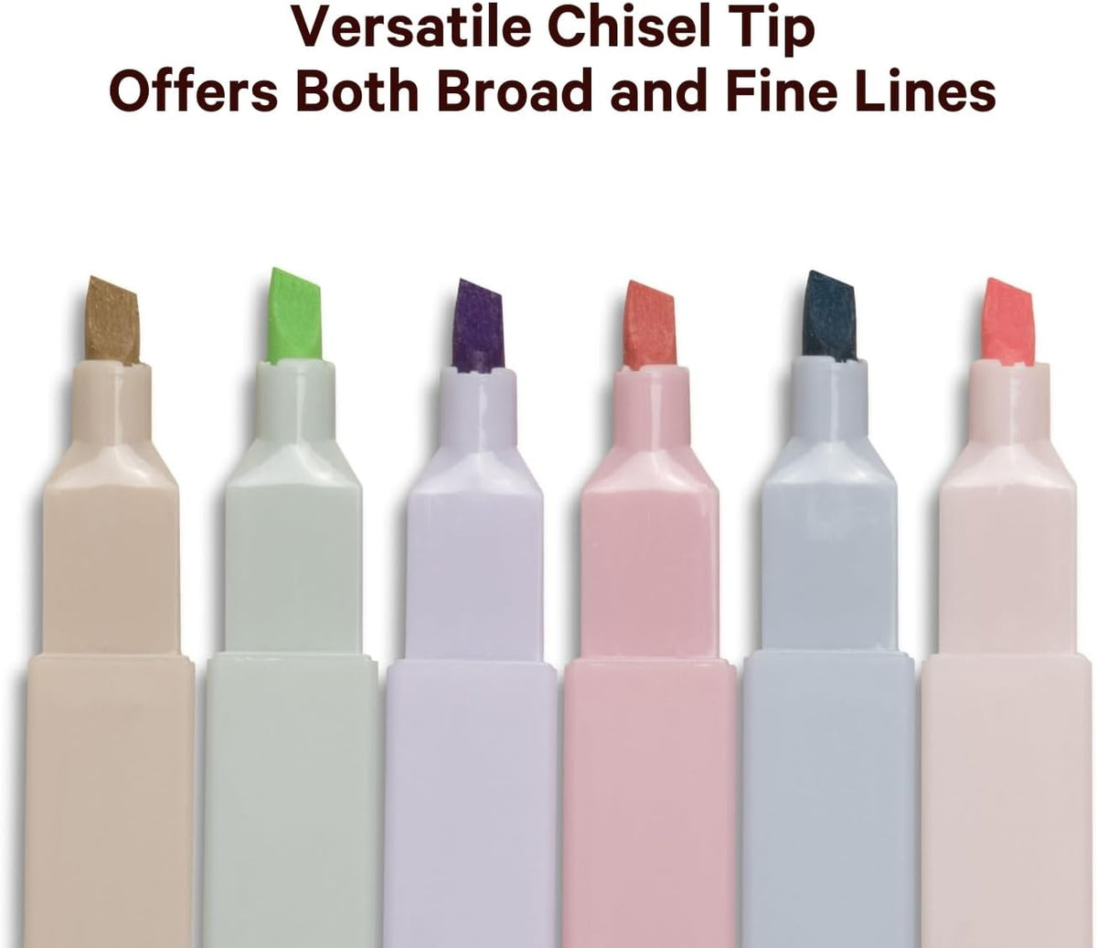 ALABASTER Co. - No Bleed Pastel Highlighter Set, 6 Pcs, Chisel Tip, Muted Pastel Colors