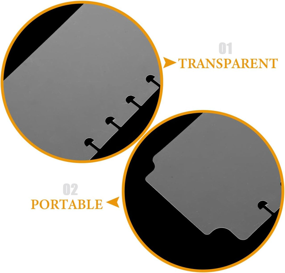 5Pcs Plastic Binder Dividers Transparent Snap-in Tabs Set 3Rings