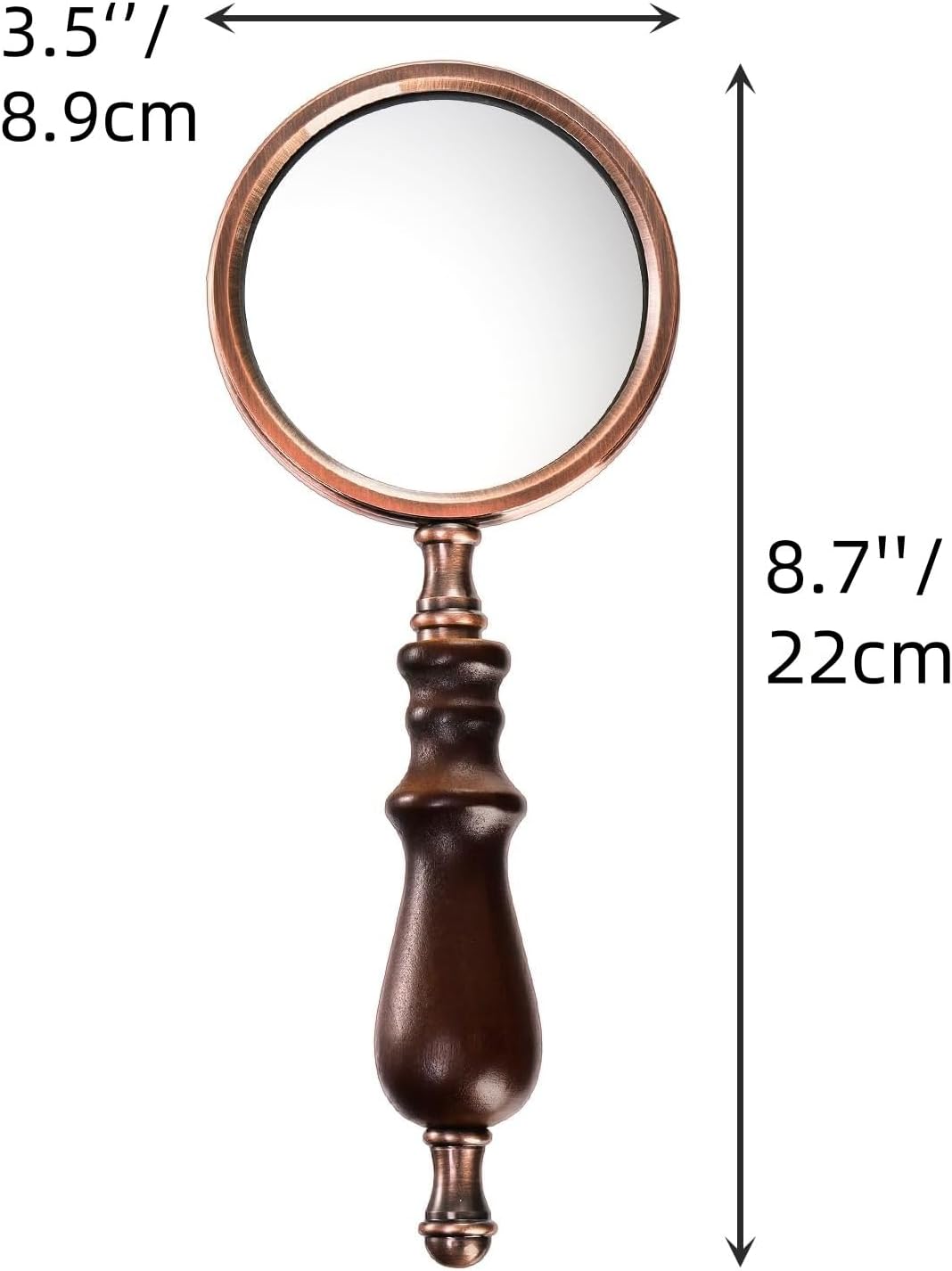 Hiceeden 10X Antique Magnifying Glass, Brass Handheld Magnifier with Wooden Handle