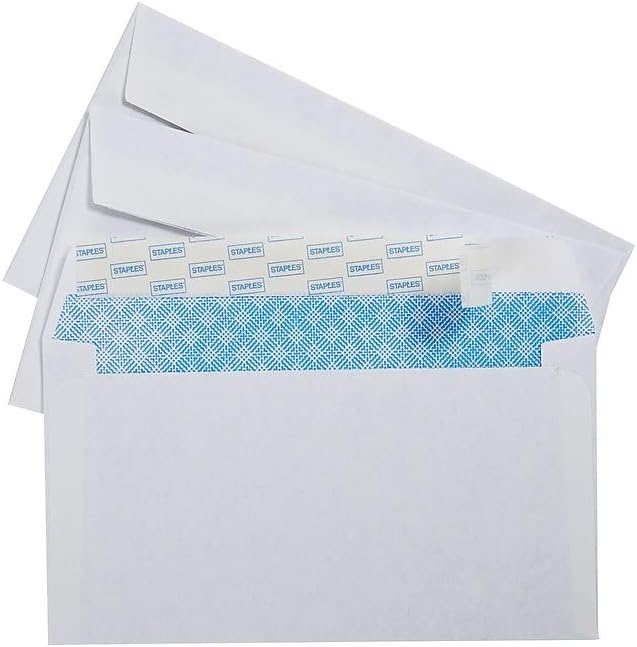 Staples #6.75 QuickStrip EasyClose Security-Tinted Envelopes, White