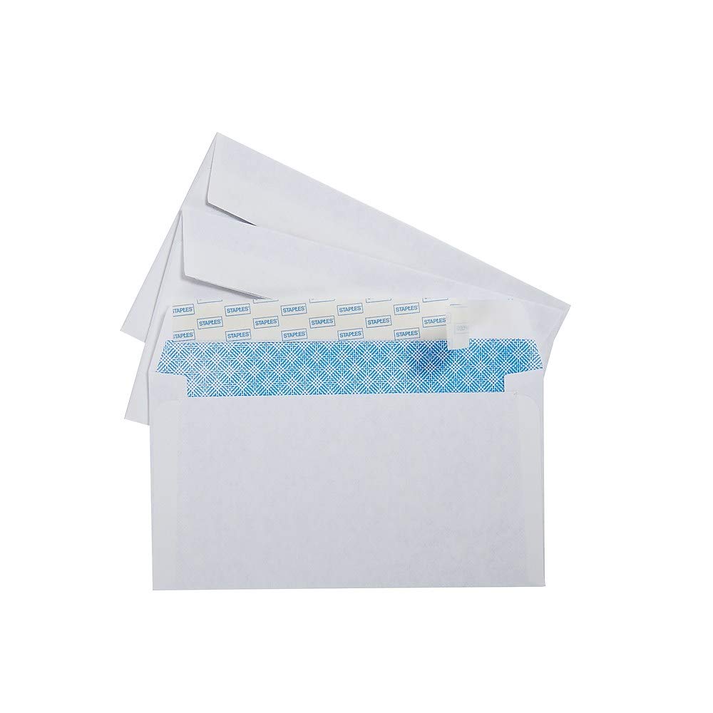 Staples #6.75 QuickStrip EasyClose Security-Tinted Envelopes, White