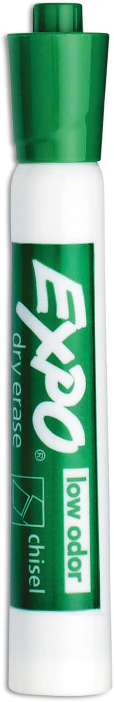 EXPO Dry Erase Markers, Low Odor Ink, Green, Chisel Tip, 12 Count - Whiteboard, Calendar