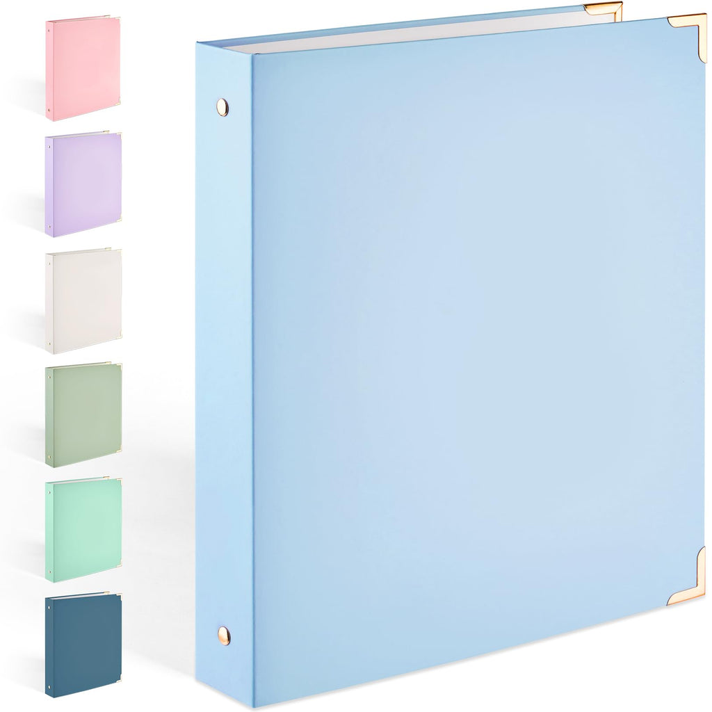 Sooez 3 Ring Binder 1 Inch with Foil Stamping & Metal Corner, Letter Size