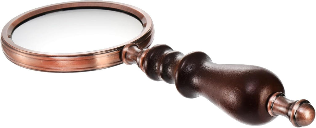 Hiceeden 10X Antique Magnifying Glass, Brass Handheld Magnifier with Wooden Handle