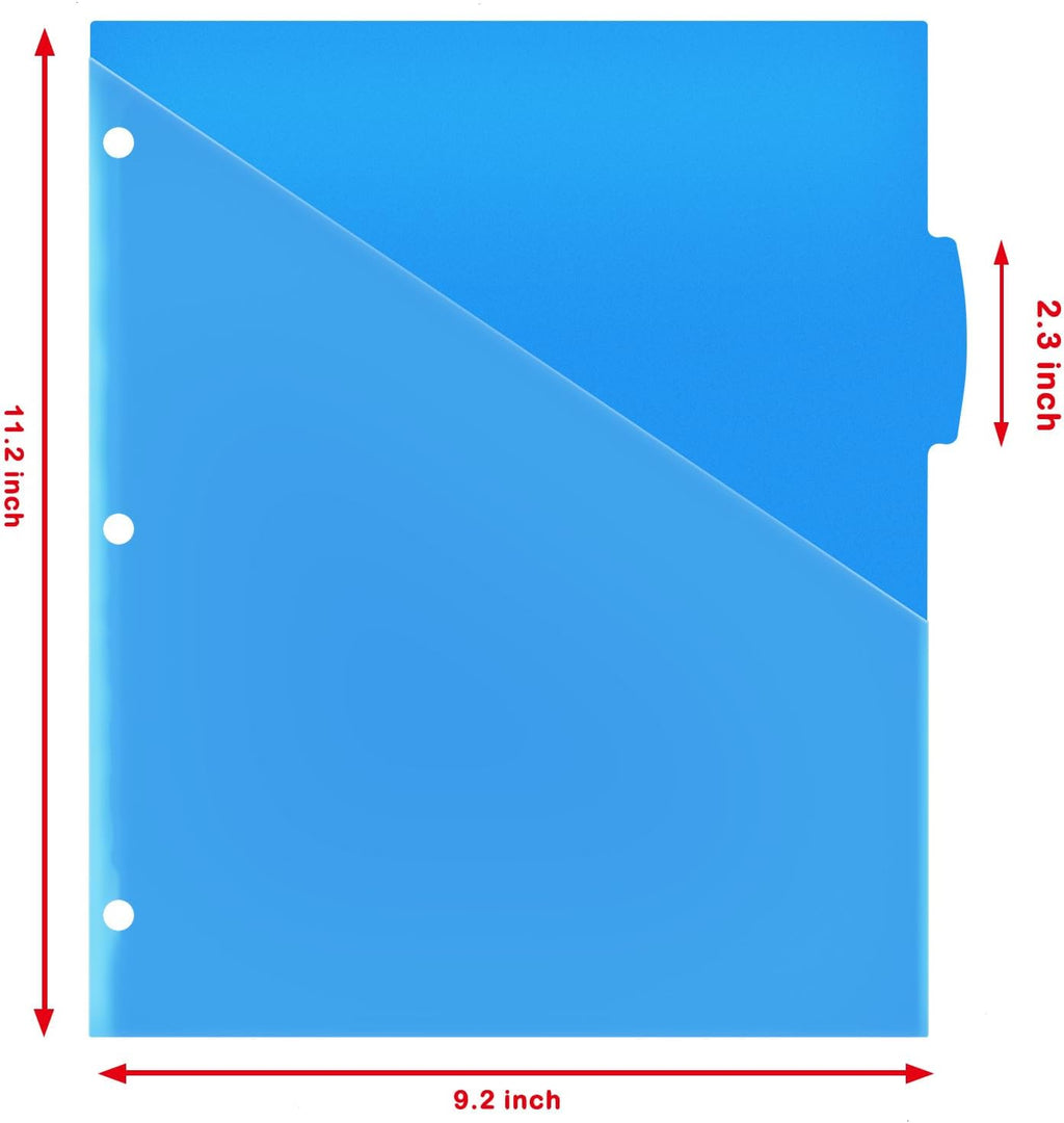 5 Tabs Plastic Dividers with Clear Front Pocket - 3 Sets