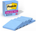 Post-it Super Sticky Notes, 3 x 3 in, Washed Denim, 5 Pads, 90 Sheets/Pad
