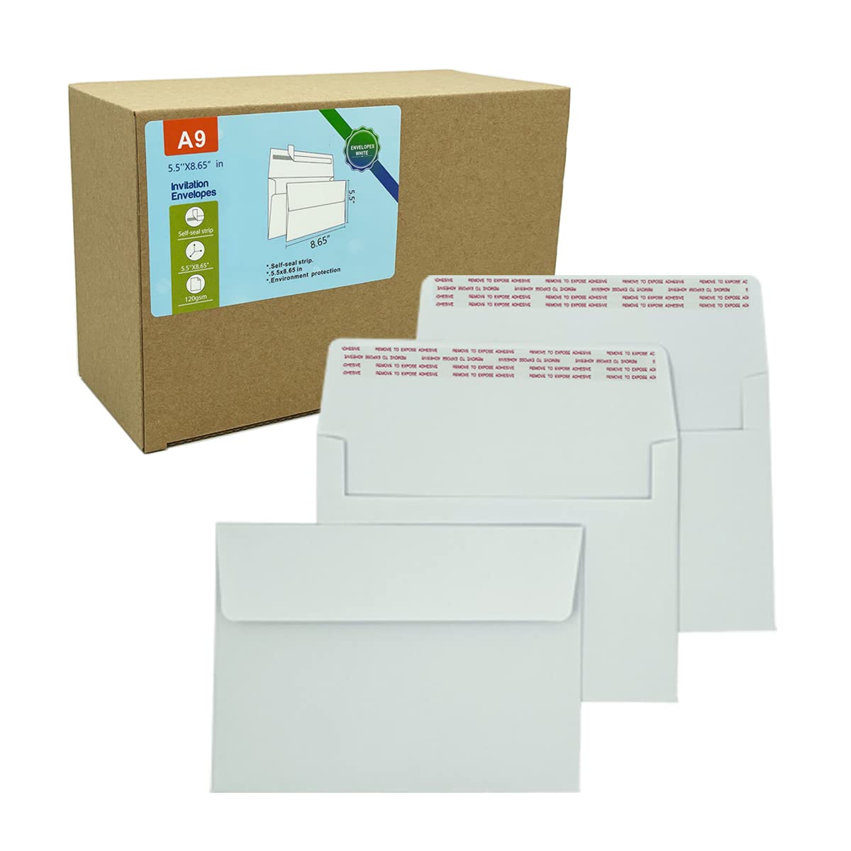 A7 Invitation envelopes （120 PCS 5.25x7.25 in） - windowless design 120GSM white paper