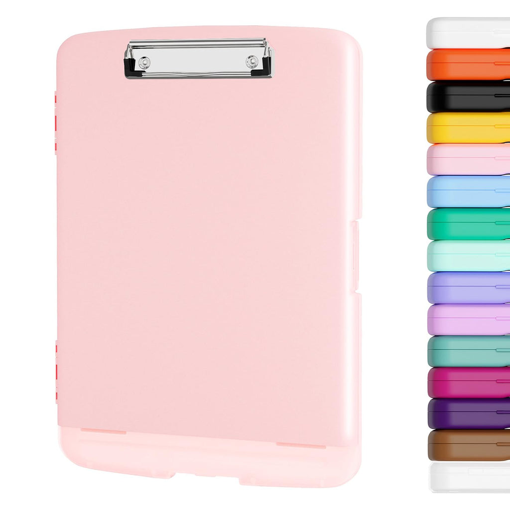 Piasoenc Clipboard with Storage, 8.5 x 11 Clip Board with Pen Holder, Red