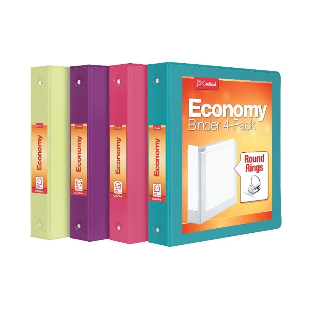Cardinal 3 Ring Binders, Binders for School and Office, Durable 1.5 Inch, Round Rings