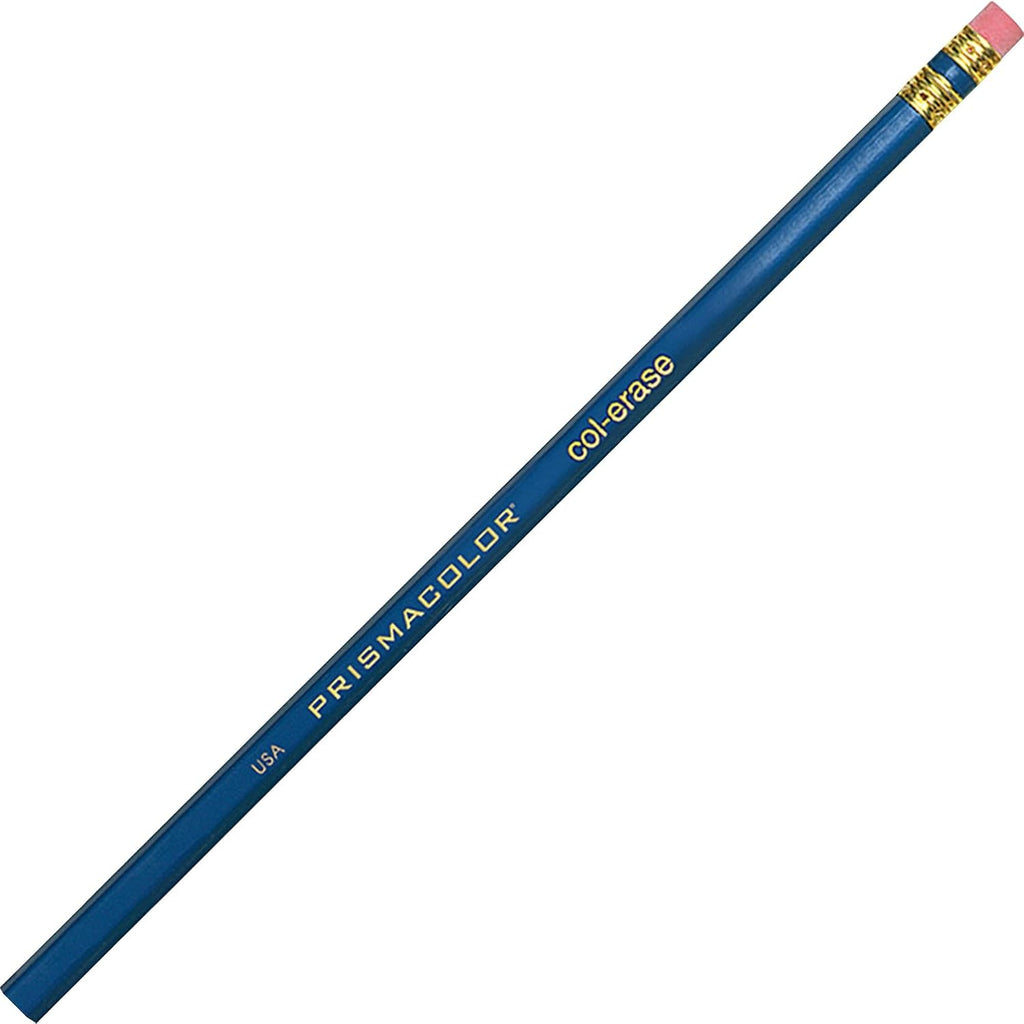 Prismacolor Col-Erase Pencil with Eraser, Blue Lead, Blue Barrel, Dozen