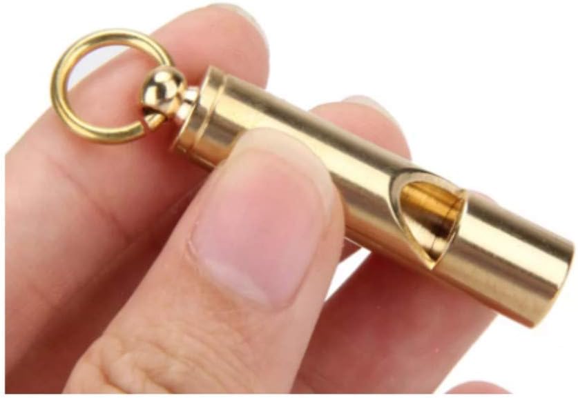 Brass Compass with Solid Brass Whistle - Survival Set - 105 Decibels - Carry in Pocket or