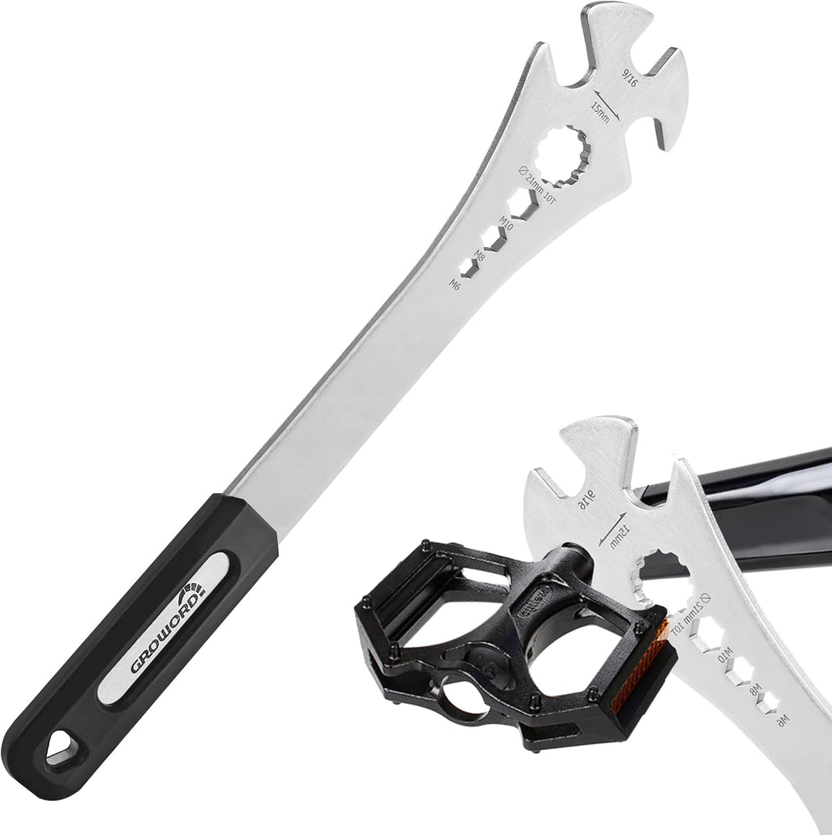 4 in 1 Bicycle Bike Pedal Wrench Bicycle Pedal Removal Tool with 320mm Extra Long Handle