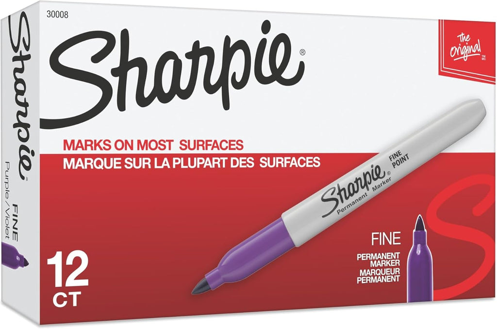 Sharpie Permanent Markers, Fine Point, Purple, 12 Count - Arts & Crafts, Office Supplies