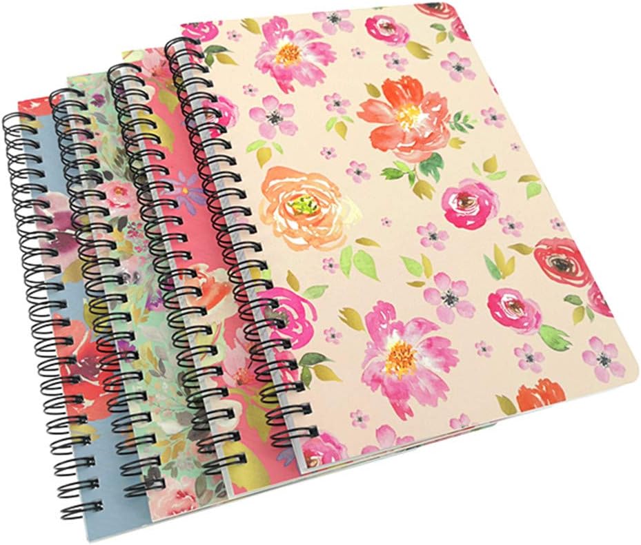 4 Pack A5 Spiral Notebook Journal,Wirebound Ruled Sketch Book Notepad Diary Memo Planner