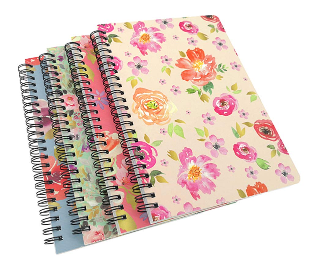 4 Pack A5 Spiral Notebook Journal,Wirebound Ruled Sketch Book Notepad Diary Memo Planner