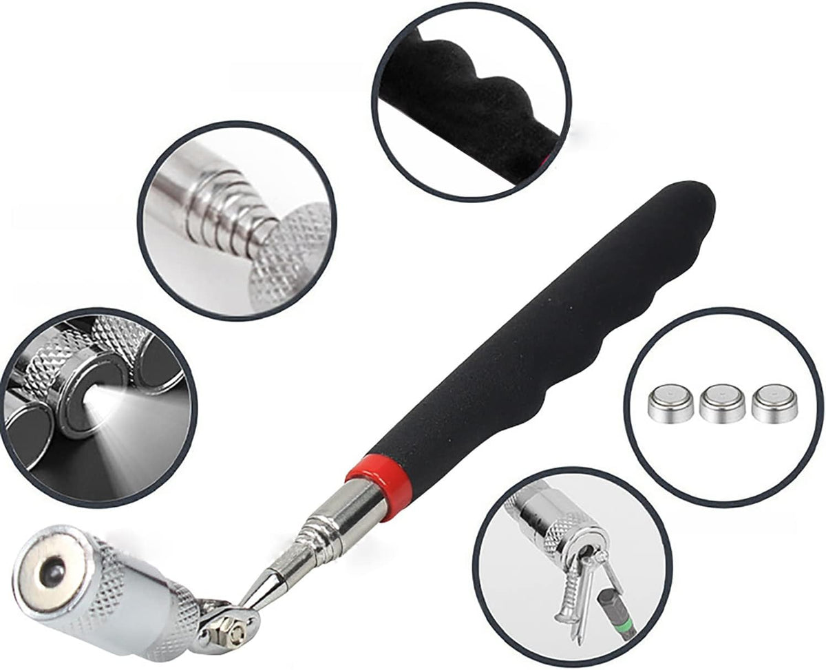 Telescoping Magnetic pickup tool with light,magnet duty flexible led set for seniors