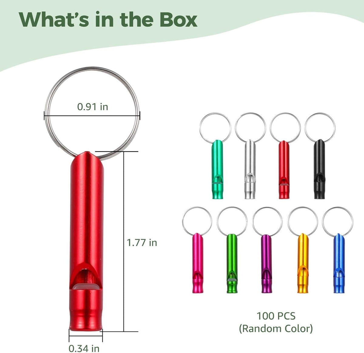 100 PCS Emergency Whistles with Keychain