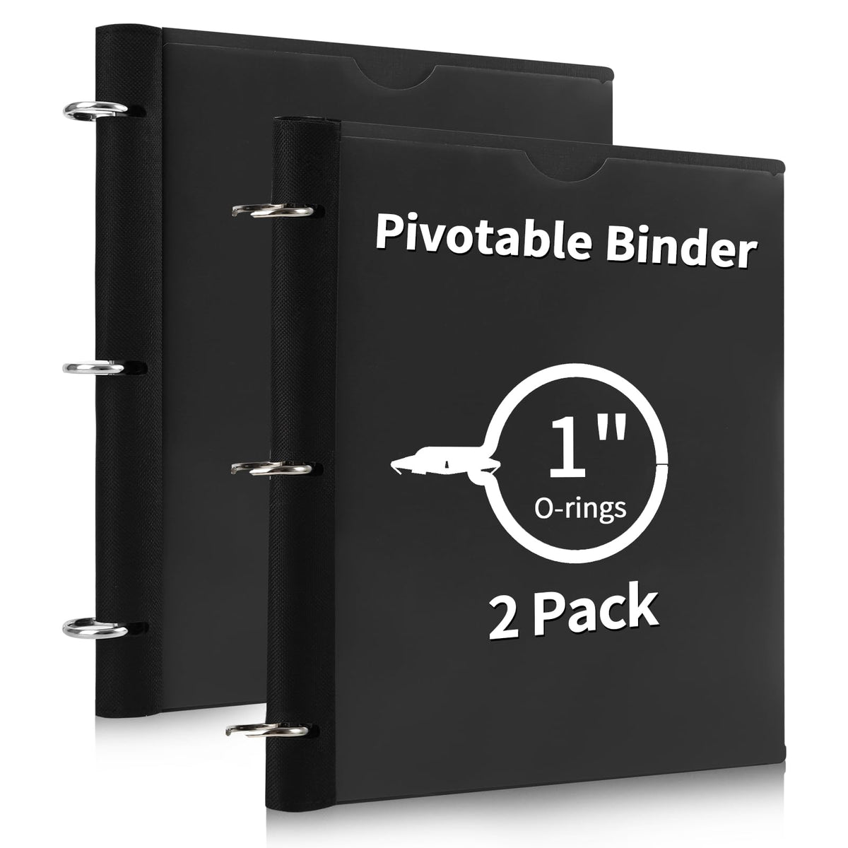 360° Pivotable 3 Ring Binder, Upgraded Foldable Binders 1 inch 2 Pack