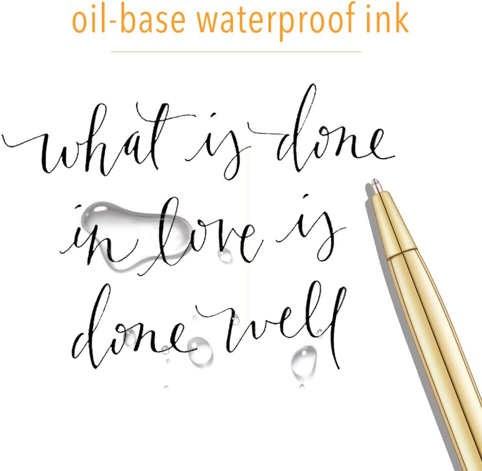Unibene 6 Pack Slim Gold Ballpoint Pens Black Ink 1 mm - Black Ink