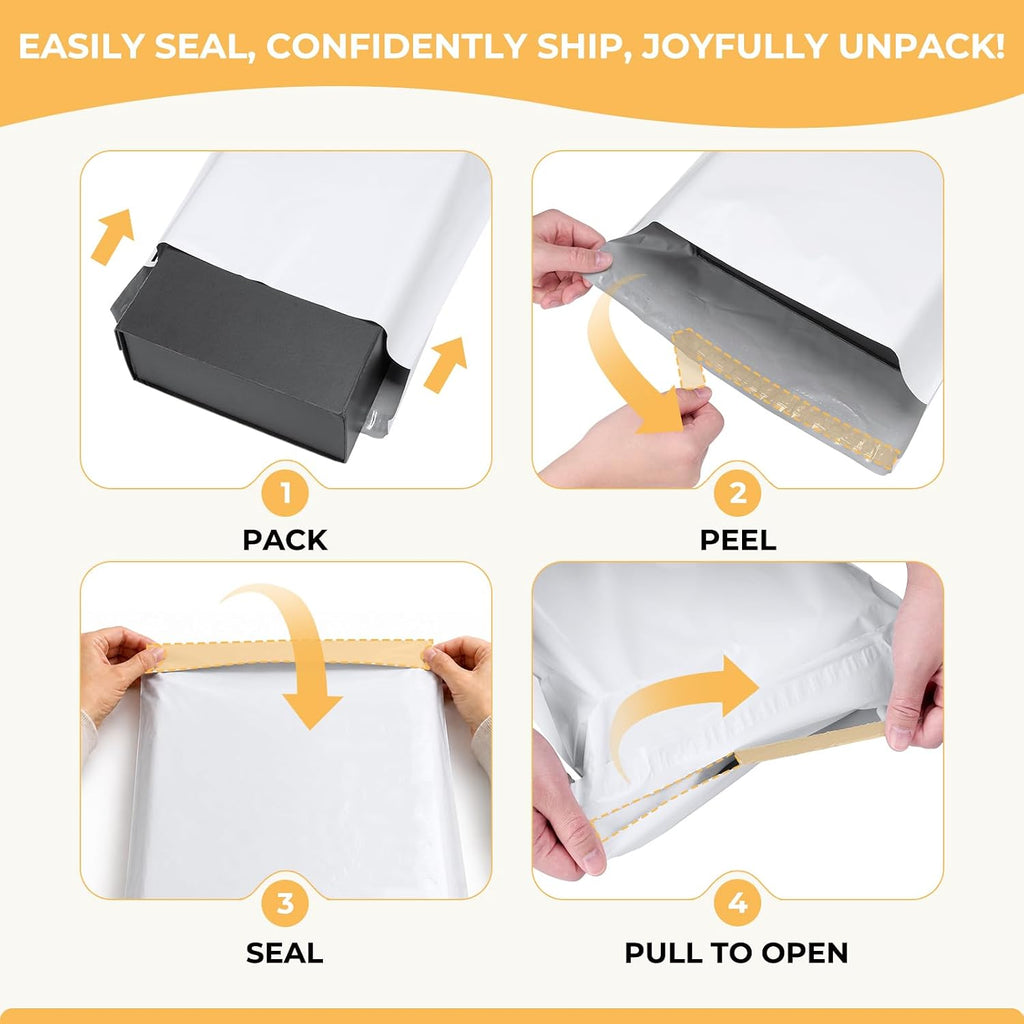 Metronic Poly Mailers 14.5x19 50Pcs White Large Shipping Bags for Clothes