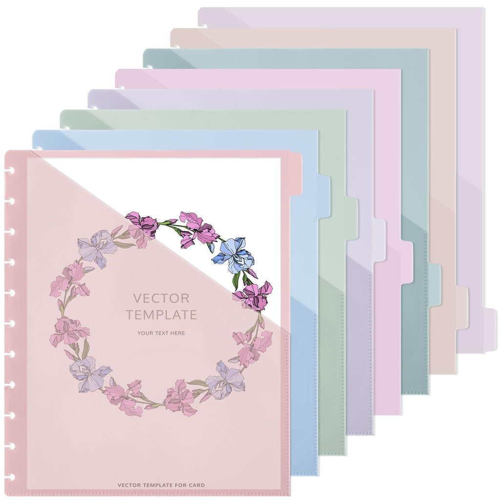 8 Pcs Discbound Pocket Dividers 8.5 x 11 Dividers with Tabs and Pockets Discbound Pocket