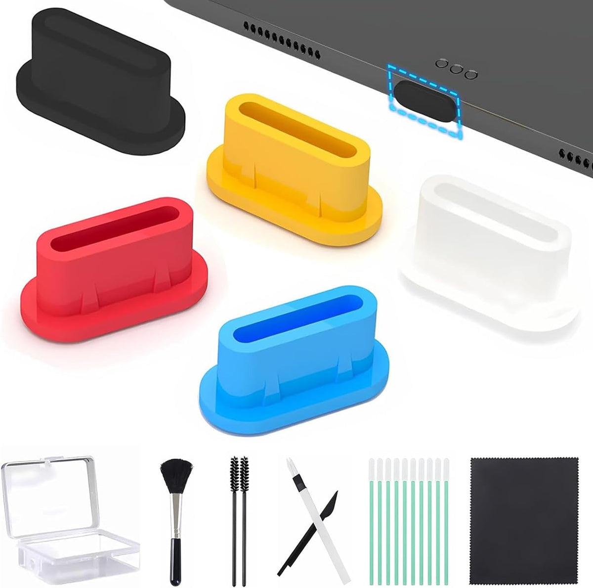 25 PCS 5 Colors USB-C Dust Plugs,Silicone Type-C Port Cover