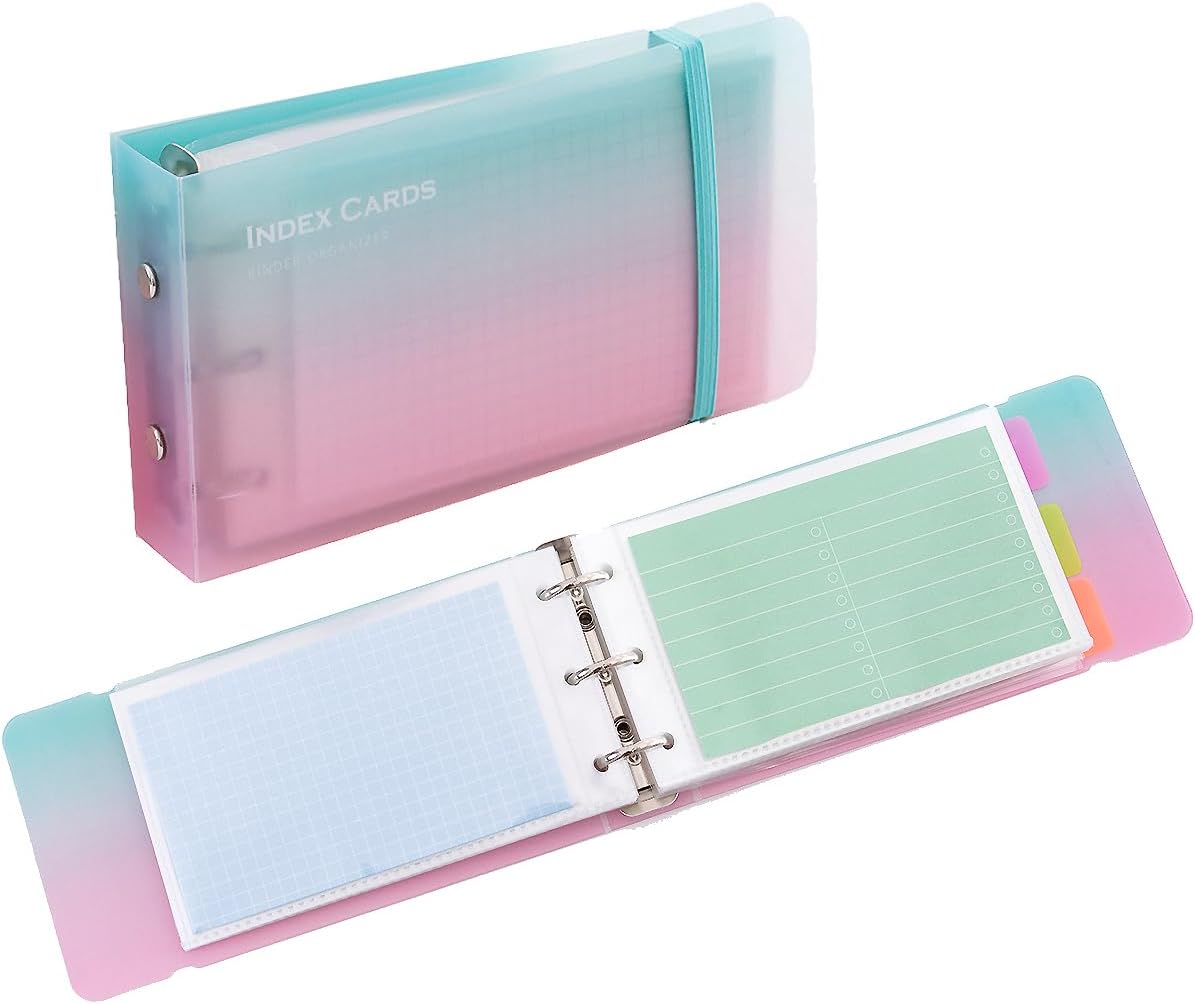 3×5” index card Binder organizer with Plastic pocket Sleeves