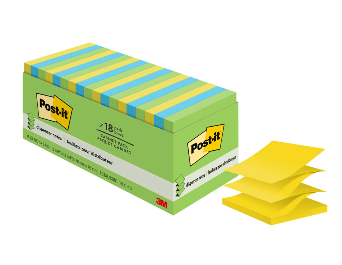 Post-it Pop-up Notes, 18 Sticky Note Pads, 3 x 3 in., School Supplies, Office Products