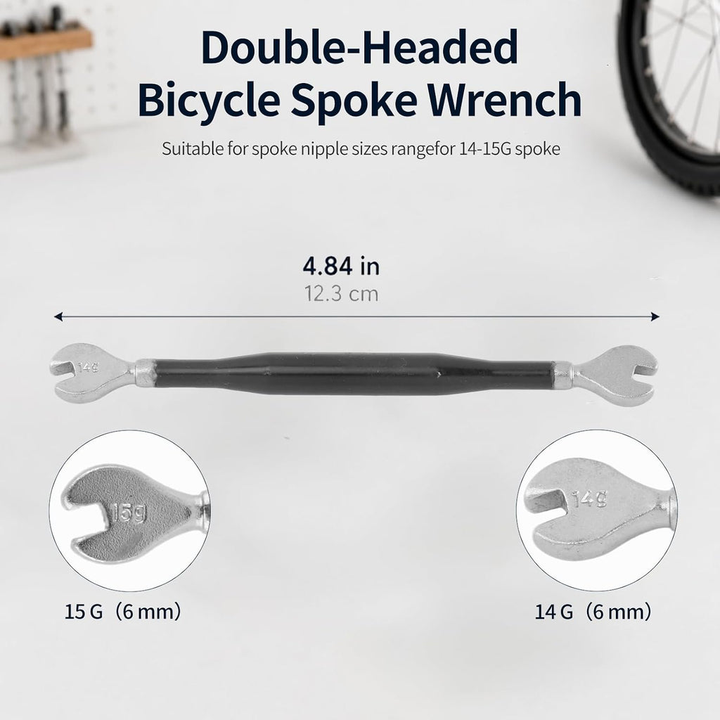Bike Spoke Wrench Tool Kit, 8PC Bicycle Spoke Wrenches with Tire Levers