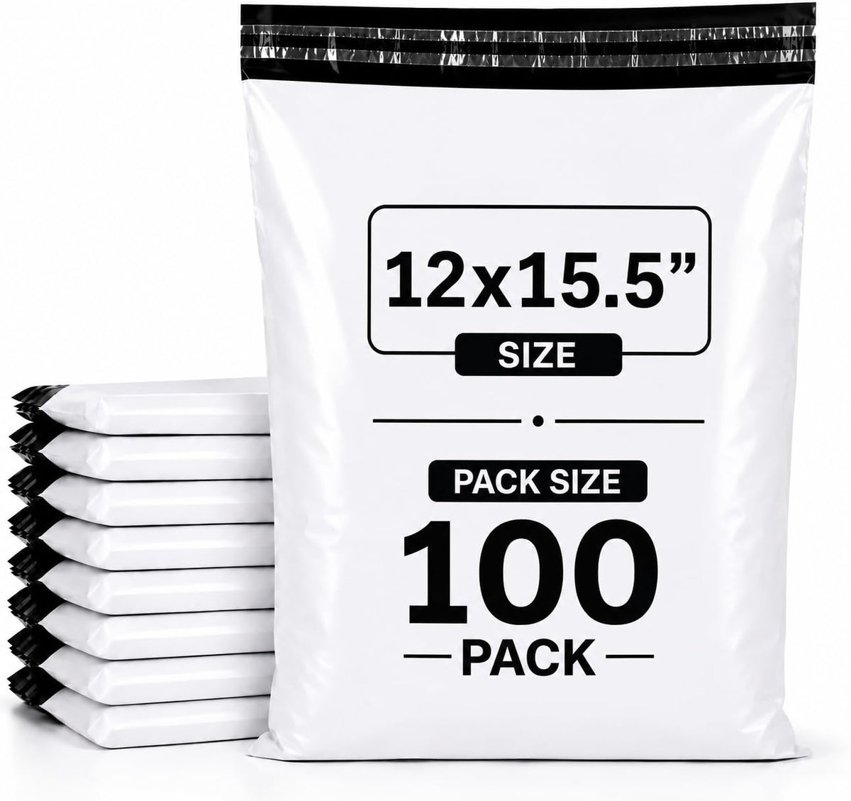 12 x 15.5 Poly Mailers, 100 Pack – Durable Waterproof Self-Seal Shipping Bags for Clothes