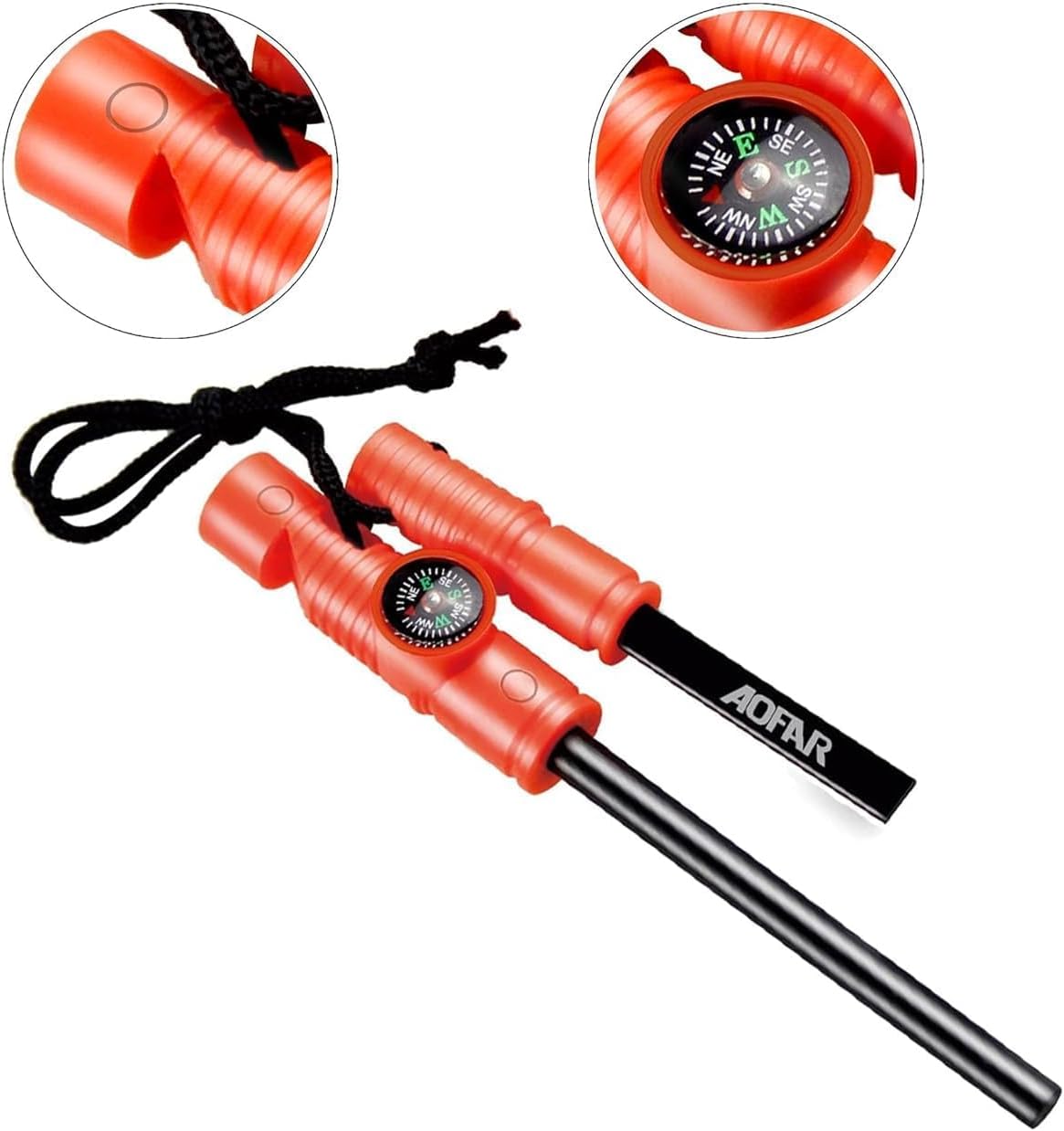AOFAR Military Compass and Fire Starter AF-4580/381 Lensatic Sighting, Survival Kit