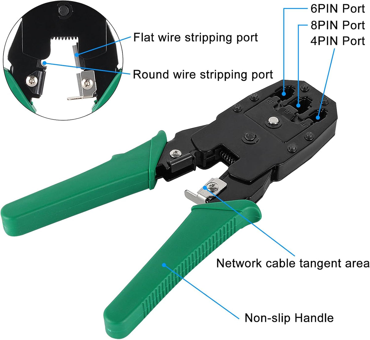 Pass Through Ethernet Crimper RJ45 Cable Plier and Crimp Tool Kit for 8P8C 6P4C 4P4C 4P2C