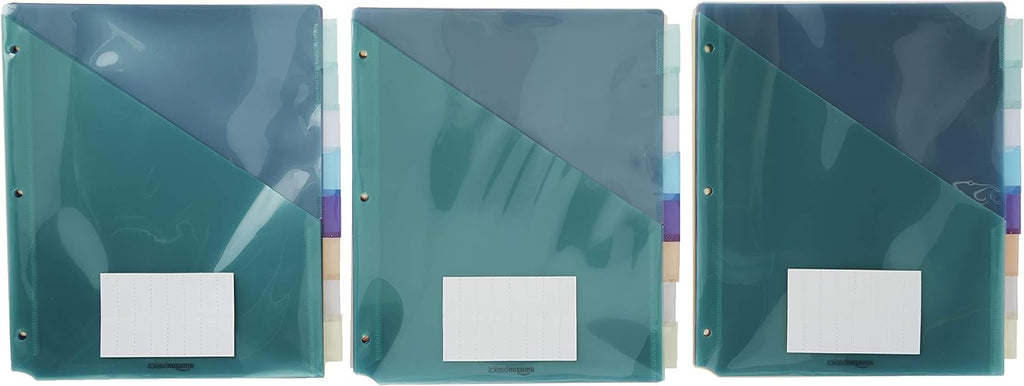 Amazon Basics Tab Dividers for 3 Ring Binder, Two Pocket, Letter Size