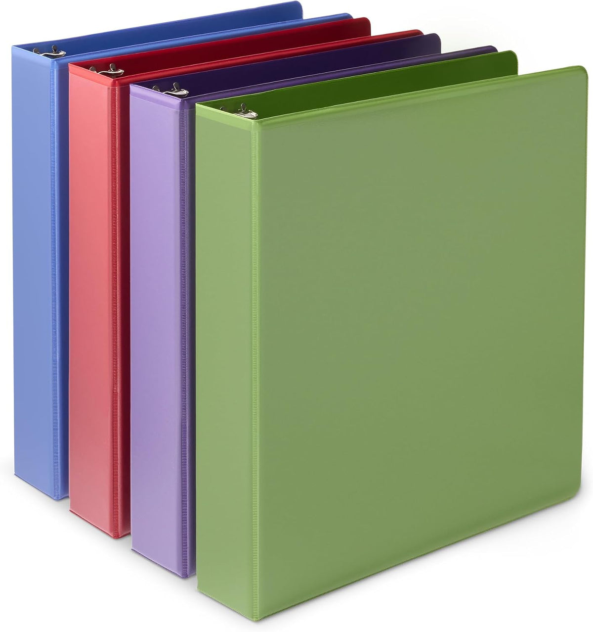 Amazon Basics 3 Ring 1.5 inch Binders with Round Metal Rings, Holds 275 Sheets