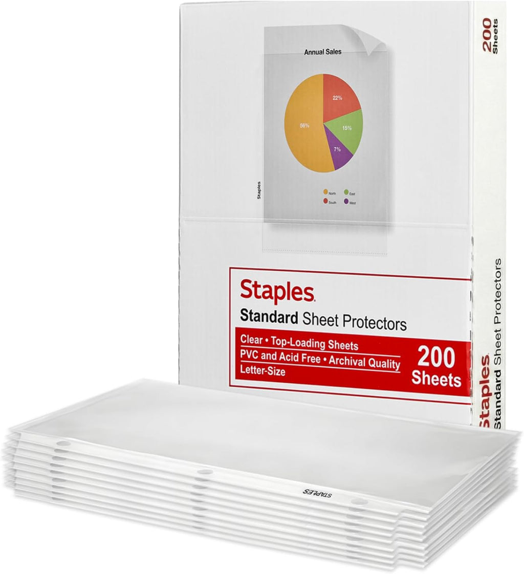 Staples Heavyweight Sheet Protectors, 8.5x11 Inch, Clear, 100-Pack