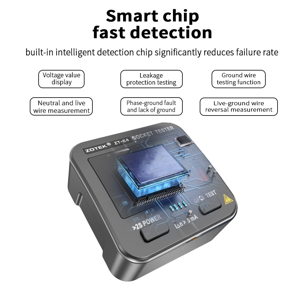 Outlet Tester with GFCI, NCV Non-Contact Voltage Tester
