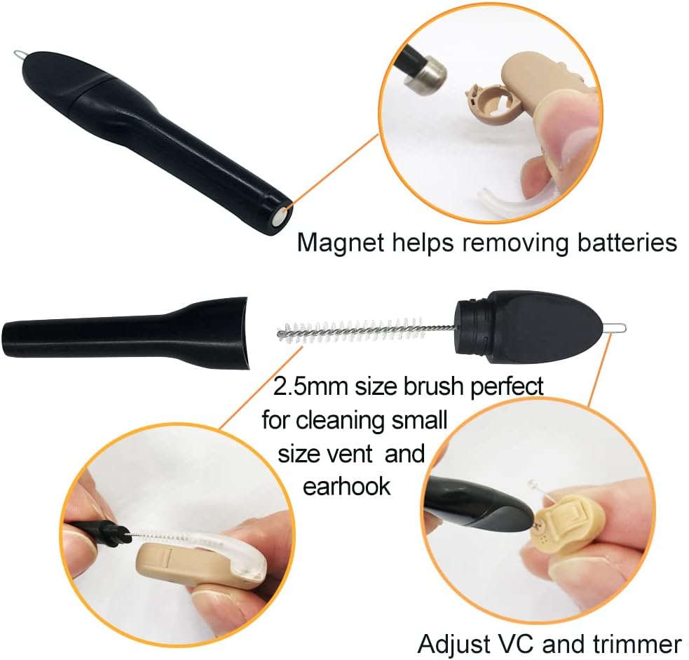 12-Piece Hearing Aid Cleaning Kit with Wax Loop, Storage Case