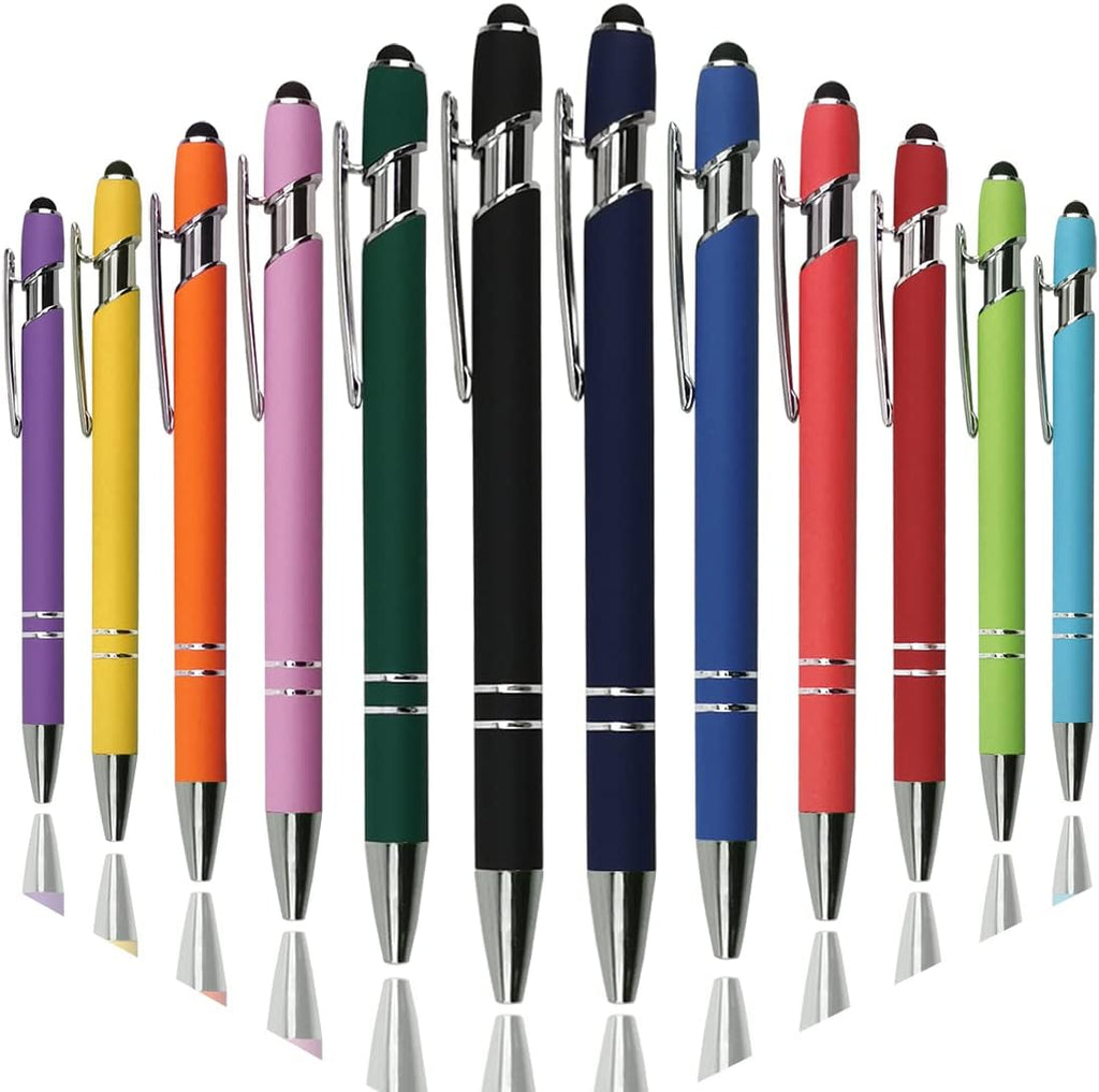 Oddmoal Ballpoint Pen with Stylus Tip, Soft Touch Click Metal Pen, 1.0mm Medium Point