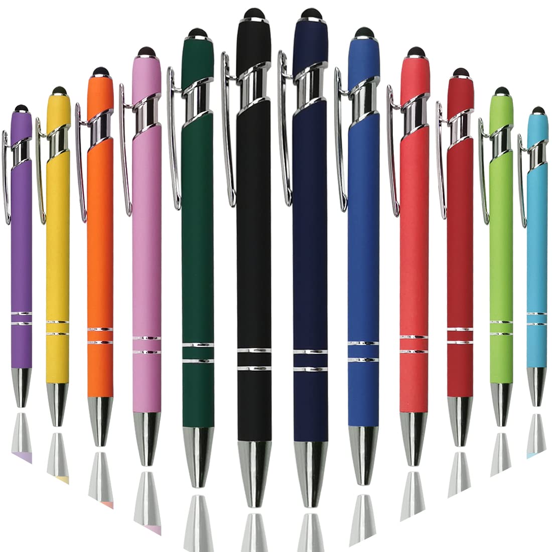 Oddmoal Ballpoint Pen with Stylus Tip, Soft Touch Click Metal Pen, 1.0mm Medium Point