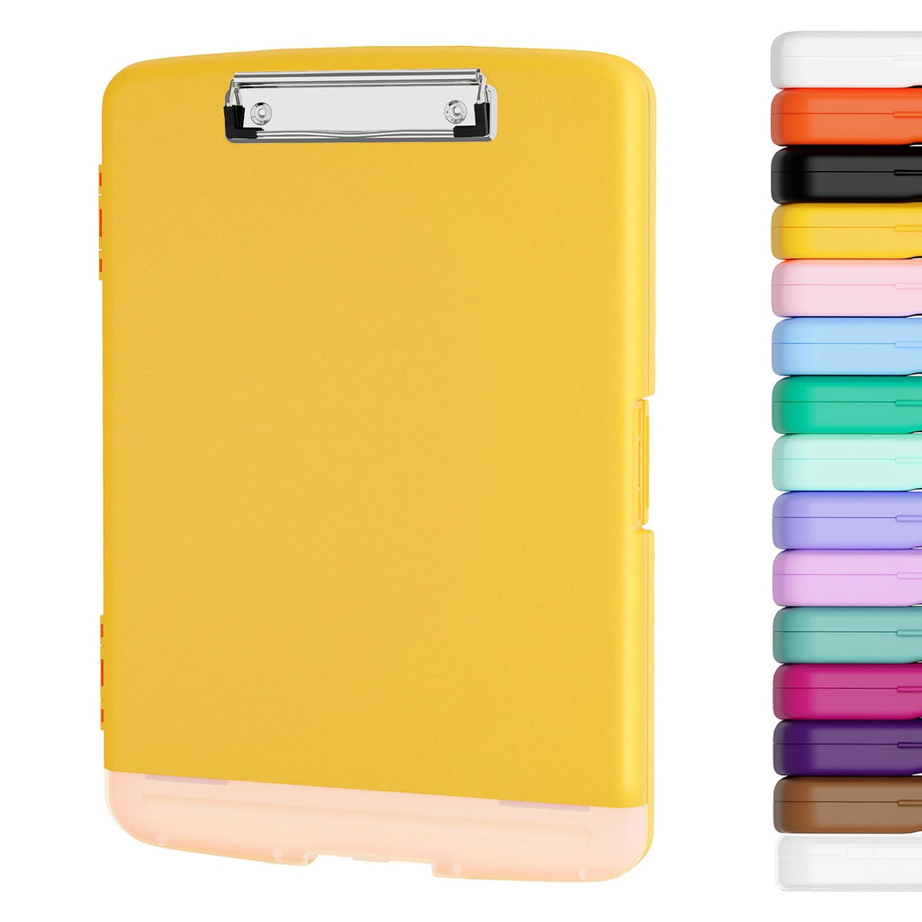 Piasoenc Clipboard with Storage, 8.5 x 11 Clip Board with Pen Holder, Red
