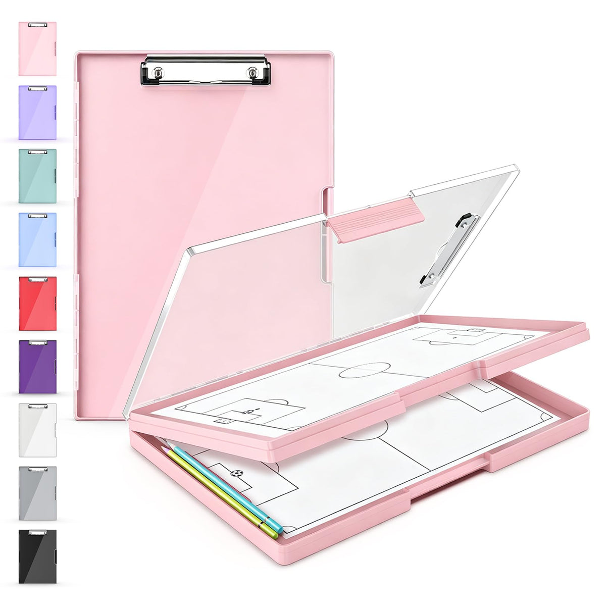 Sooez Nursing Clipboard with Storage, Clear Top Clip Boards 8.5x11, Black